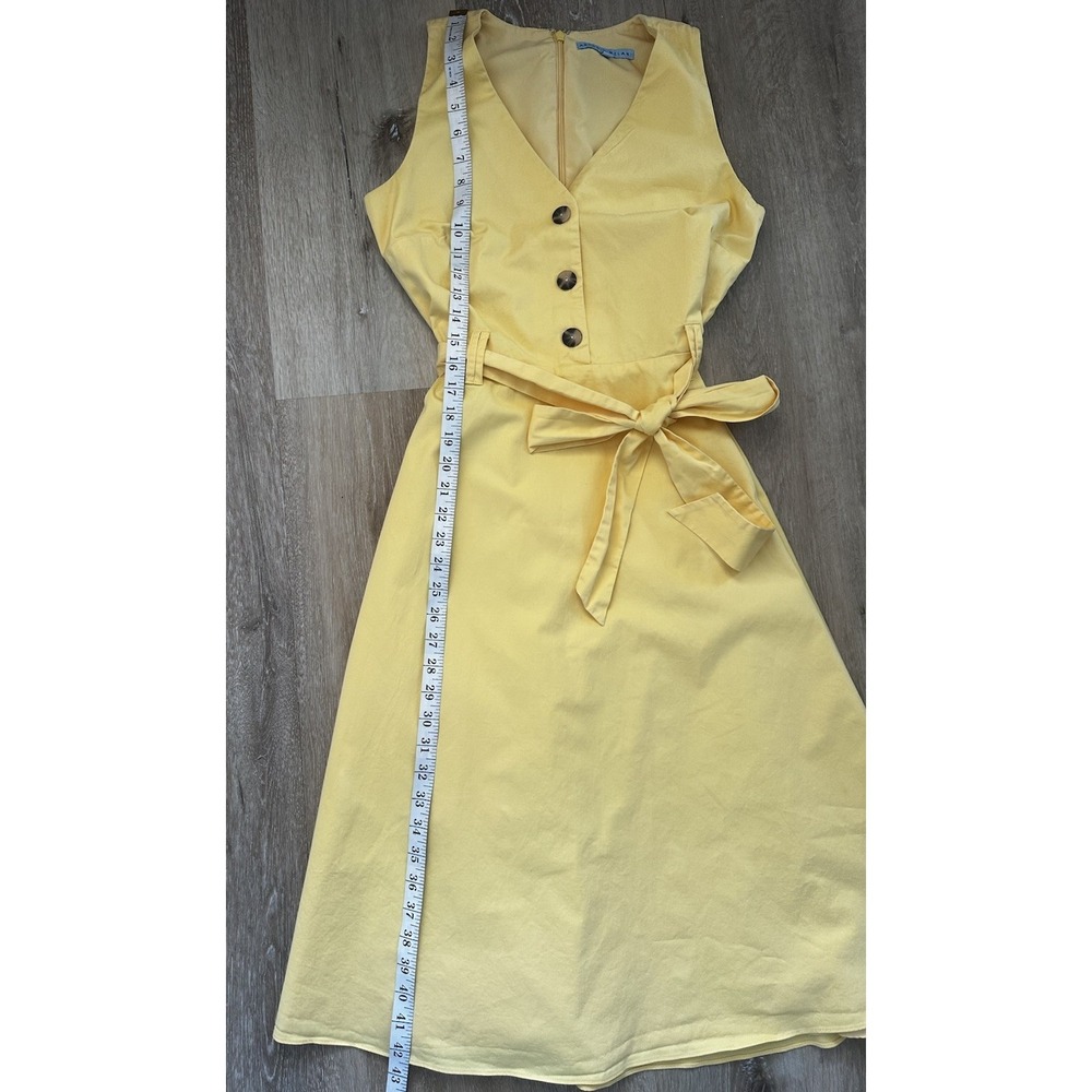 ANTONIO MELANI Yellow Sleeveless Midi Dress with Button Front - Picture 7 of 7